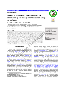 Impact of Diclofenac a Non-Steroidal Anti- Inflammatory Veterinary Pharmaceutical Drug on Vultures