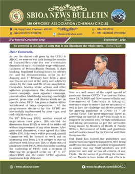 SBIOA NEWS BULLETIN from SBI OFFICERS’ ASSOCIATION (CHENNAI CIRCLE)