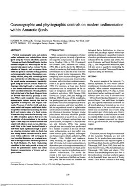 Oceanographic and Physiographic Controls on Modern Sedimentation Within Antarctic Fjords