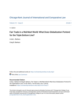 Fair Trade in a Wal-Mart World: What Does Globalization Portend for the Triple Bottom Line?