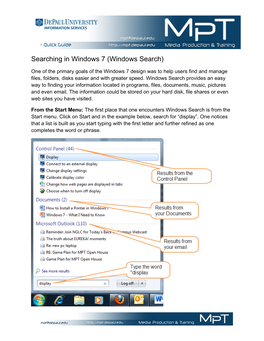 Searching in Windows 7 (Windows Search)