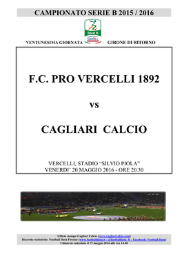Pro Vercelli-Cagliari