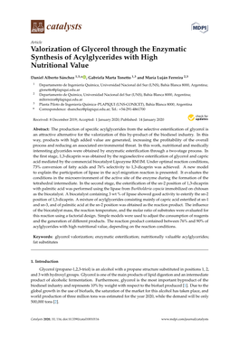 Valorization of Glycerol Through the Enzymatic Synthesis of Acylglycerides with High Nutritional Value