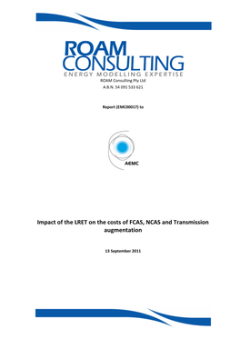 ROAM Consulting Report on Security of Supply and Tranmission Impacts Of