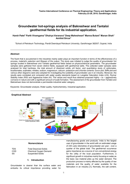 Groundwater Hot-Springs Analysis of Bakreshwar and Tantaloi Geothermal Fields for Its Industrial Application