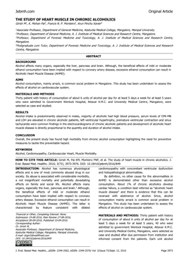 THE STUDY of HEART MUSCLE in CHRONIC ALCOHOLICS Girish M1, K