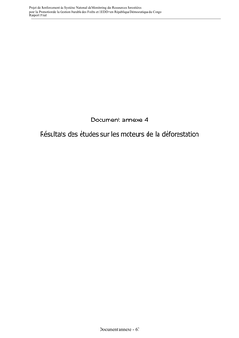 Document Annexe 4 Résultats Des Études Sur Les Moteurs De La Déforestation