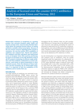 (OTC) Antibiotics in the European Union and Norway, 2012