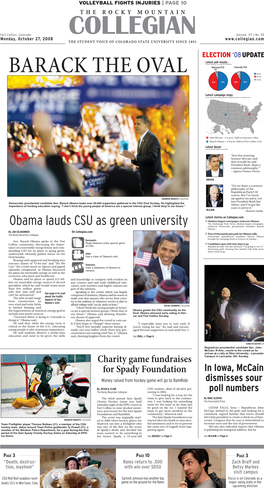 Obama Lauds CSU As Green University the Anchorage Daily News, Alaska’S Largest Newspaper, Endorsed Democratic Presidential Candidate Barack Obama