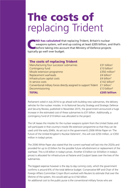 The Costs of Replacing Trident