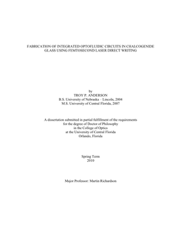 Fabrication of Integrated Optofluidic Circuits in Chalcogenide Glass Using Femtosecond Laser Direct Writing