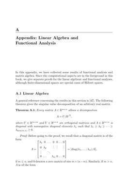 A Appendix: Linear Algebra and Functional Analysis