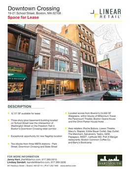 Downtown Crossing 19-21 School Street, Boston, MA 02108 Space for Lease