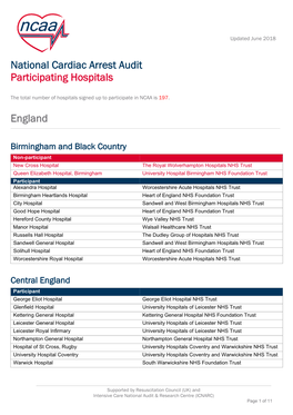 National Cardiac Arrest Audit Participating Hospitals