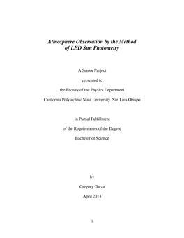 Atmosphere Observation by the Method of LED Sun Photometry