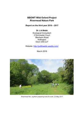 BBOWT Wild Oxford Project Rivermead Nature Park 2016-2017