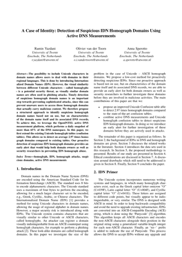 Detection of Suspicious IDN Homograph Domains Using Active DNS Measurements