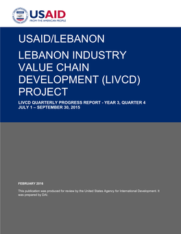 Usaid/Lebanon Lebanon Industry Value Chain