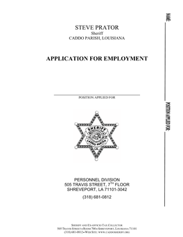Steve Prator Application for Employment