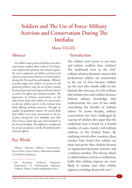 Military Activism and Conservatism During the Intifadas Murat ÜLGÜL* Abstract Introduction