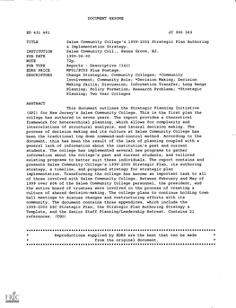 DOCUMENT RESUME Salem Community College's 1999