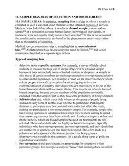 10. Sample Bias, Bias of Selection and Double-Blind