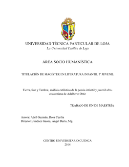 UNIVERSIDAD TÉCNICA PARTICULAR DE LOJA La Universidad Católica De Loja