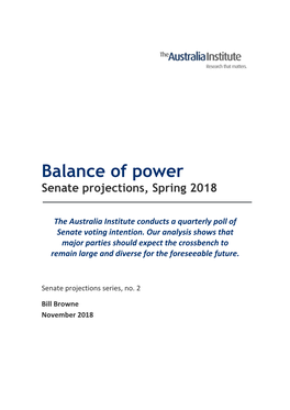 Balance of Power Senate Projections, Spring 2018