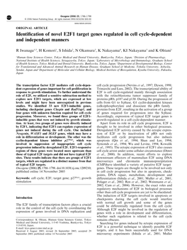 Identification of Novel E2F1 Target Genes Regulated in Cell Cycle