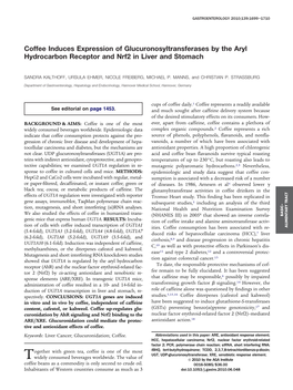 Coffee Induces Expression of Glucuronosyltransferases by the Aryl Hydrocarbon Receptor and Nrf2 in Liver and Stomach