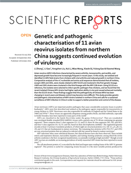 Genetic and Pathogenic Characterisation of 11 Avian