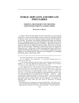 Public Servants and Private Fiduciaries