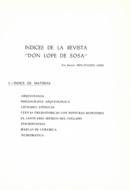 Indices De La Revista "Don Lope De Sosa"