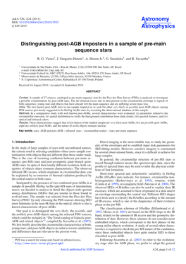 Distinguishing Post-AGB Impostors in a Sample of Pre-Main Sequence Stars