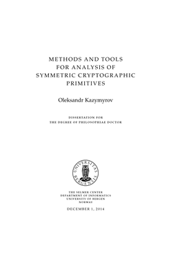 Methods and Tools for Analysis of Symmetric Cryptographic Primitives