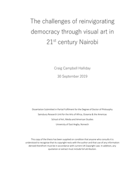 The Challenges of Reinvigorating Democracy Through Visual Art in 21St Century Nairobi
