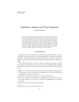 Multilinear Algebra and Chess Endgames