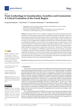 From Geoheritage to Geoeducation, Geoethics and Geotourism: a Critical Evaluation of the Greek Region