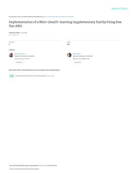 Implementation of a Mini-Cloud E-Learning Supplementary Tool by Using Free Tier AWS