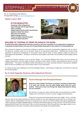Alumni Message from Principal Solomon in THIS NEWSLETTER