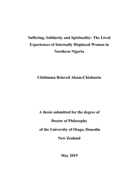 Suffering, Solidarity and Spirituality: the Lived Experiences of Internally Displaced Women in Northern Nigeria
