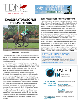 Exaggerator Storms to Haskell Win (Cont