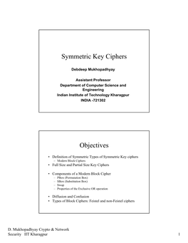 Symmetric Key Ciphers Objectives