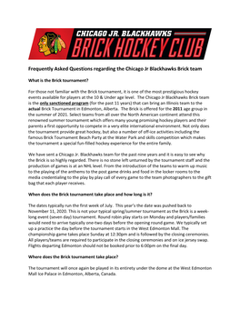 Frequently Asked Questions Regarding the Chicago Jr Blackhawks Brick Team