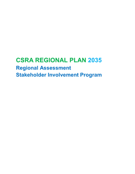 CSRA REGIONAL PLAN 2035 Regional Assessment Stakeholder Involvement Program