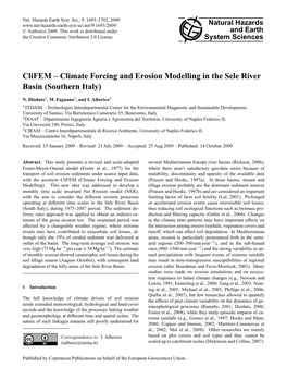 Clifem – Climate Forcing and Erosion Modelling in the Sele River Basin (Southern Italy)