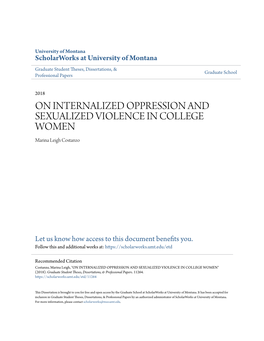 ON INTERNALIZED OPPRESSION and SEXUALIZED VIOLENCE in COLLEGE WOMEN Marina Leigh Costanzo