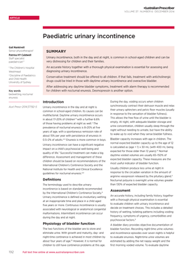 Paediatric Urinary Incontinence