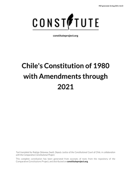 Chile's Constitution of 1980 with Amendments Through 2021