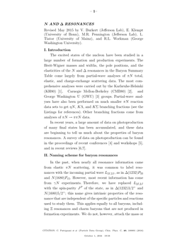 1– N and ∆ RESONANCES Revised May 2015 by V. Burkert